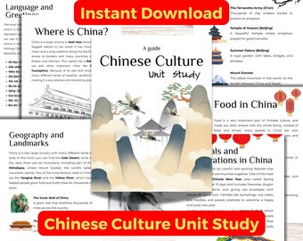 China Unit Study Printable for Kids | Chinese Culture Worksheets & Activities