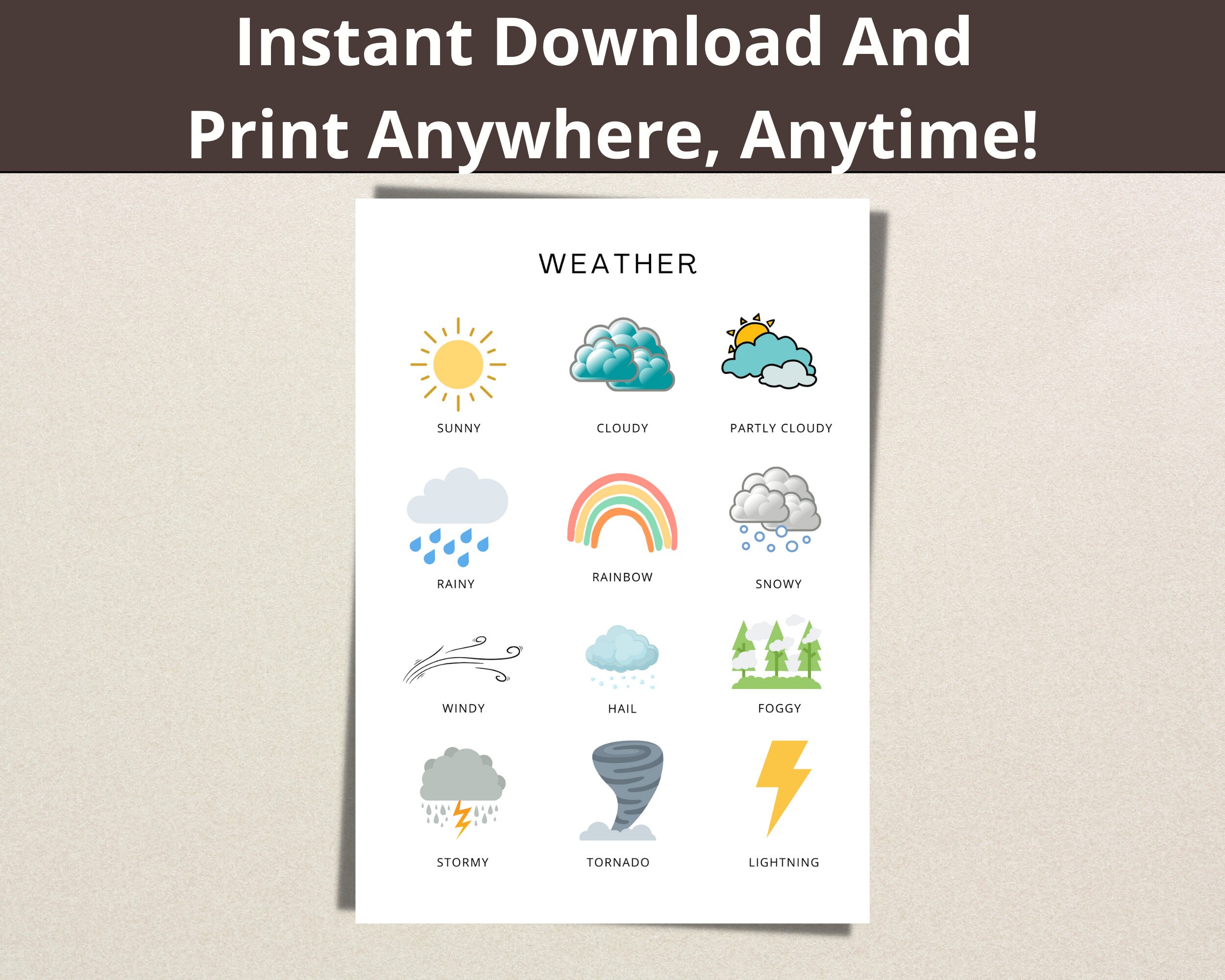 Weather Chart Poster: Montessori Homeschool Decor (digital Download) - Etsy