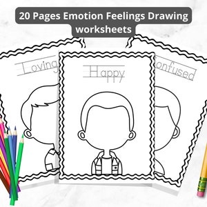 Emotion Drawing Face Worksheet | Emotion Printable Worksheet | Feeling Drawing Worksheet | Emotion and Feeling Worksheet | Toddler Worksheet
