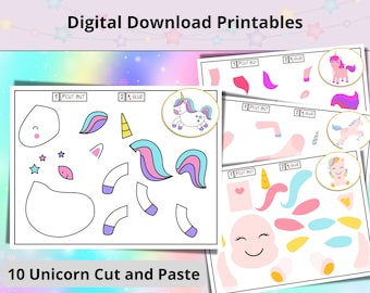 Unicorn Cut and Paste Activity: Toddler Busy Binder (Digital Printable)