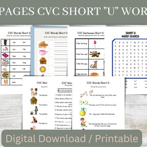 15 pages of Short &quot;u&quot; CVC words Worksheets for Kindergarten | CVC Words: Short I Worksheets  | Printable Worksheets | Homeschool Worksheets