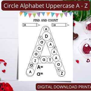 Color by Letter Arbeitsblatt a-z Großbuchstaben druckbare Kleinkindaktivitäten Vorschule Kindergarten Pre-K Homeschool Ressourcen Montessori Printable