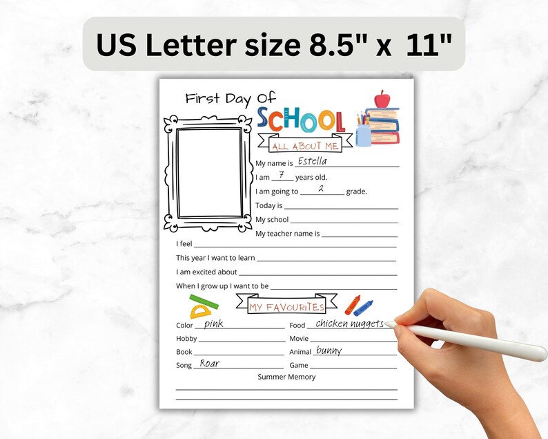 First and Last Day of School Printable, Back to School Questionnaire