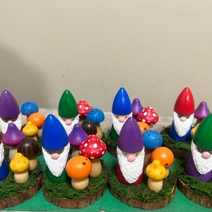 Gnome and Mushrooms Peg Doll