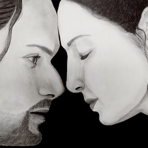 Outlander Jamie & Claire Pencil Portrait