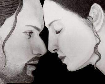 Outlander Jamie & Claire Pencil Portrait