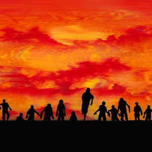 Zombie Sunset Mixed Media Wall Art