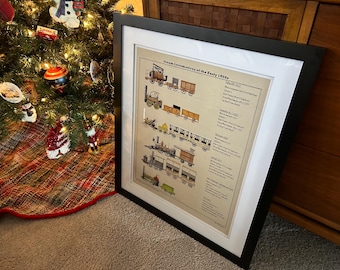 16” x 20” “Steam Locomotives of the Early 1800s” Print - Frame not included - Hand Drawn, Drawing, Gift, Print, Trains, Art