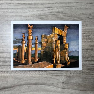 4” x 6” “Ancient Ruins - Gate of Nations” Print - Hand Drawn, Drawing, Gift, Print, Persia, Iran, Persepolis, Art, Architecture