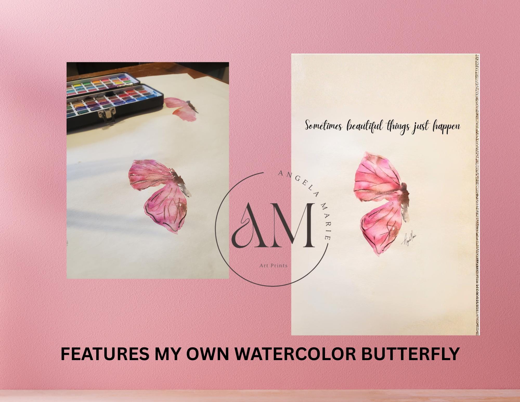 Watercolor Butterfly Greeting Card With Envelope Template (PDF Download ...
