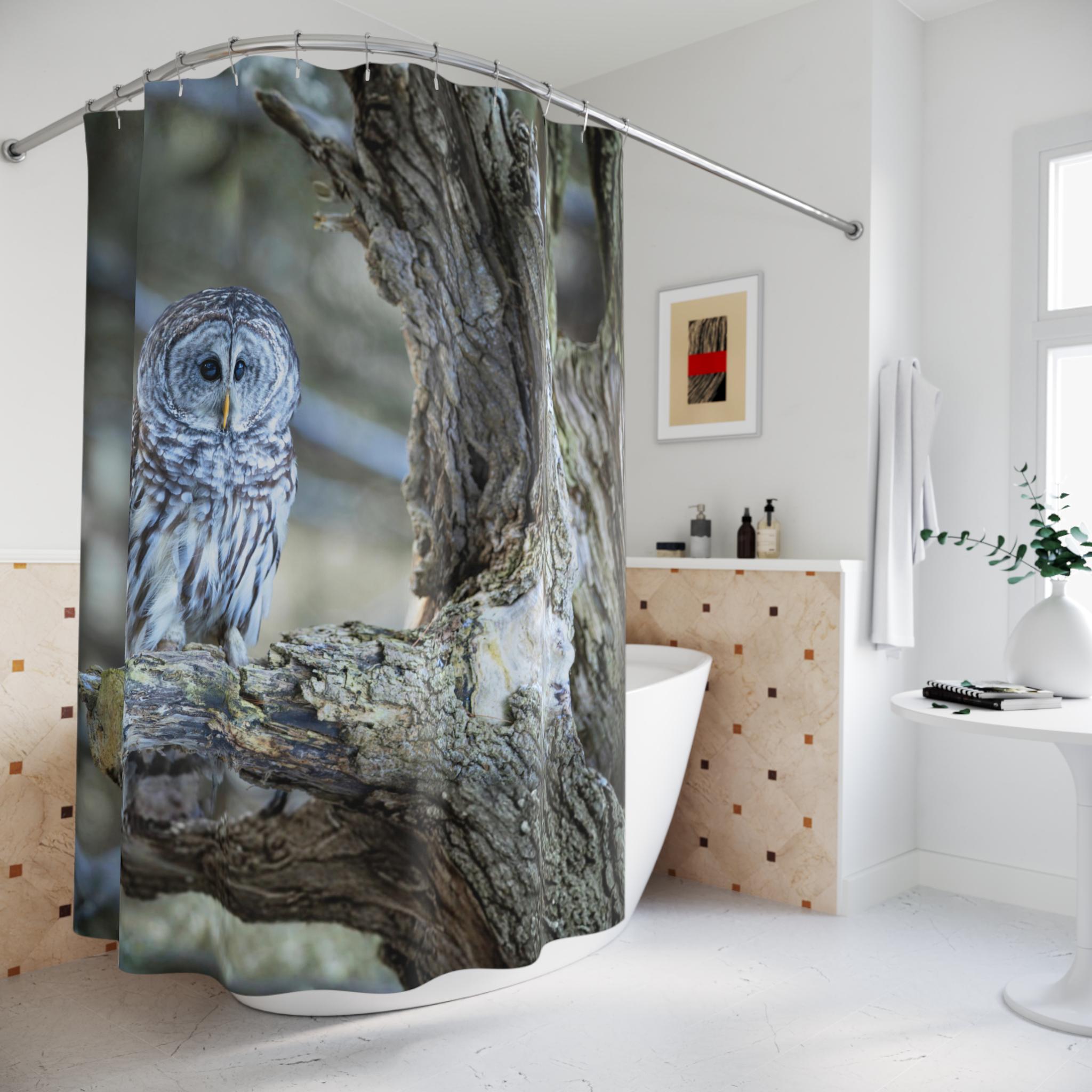 Owl Forest Shower Curtain | Wildlife Nature Bathroom Decor