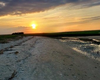Beach Sunset Photography Print, Beach Photo Art, South Carolina Sunset, Sand, Water, Sky, Ocean, Summer Night Sunset Sky