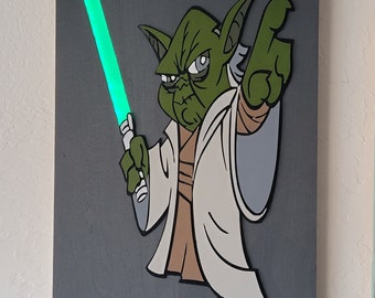 Yoda, light saber, do or do not, Star Wars, jedi, wall art, Yoda wall art, Star Wars wall art, LED wall art, LED, Yoda quote