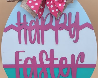 Happy Easter front door sign, Front door decor, Easter decor, door decor, Easter egg, Easter bunny, Spring decor, Spring door decor, wreath