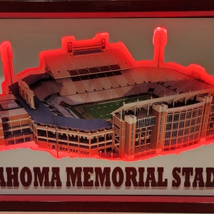 OU football stadium, Palace on the Prairie, Oklahoma University, dorm room decor, man cave decor, LED, graduation gift, Father&#39;s Day gift