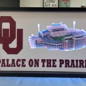 Palace on the Prairie, Oklahoma University, dorm room decor, man cave decor, LED, graduation gift, Father&#39;s Day gift