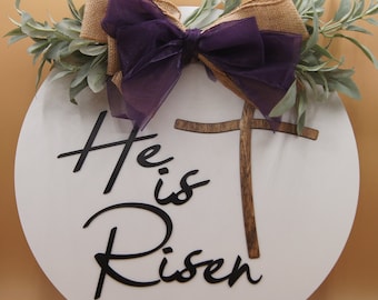 Front Door Decor, Christian door decor, He is Risen door hanger, Door hanger, door decor, home decor, Easter, Door decor, Front door wreath