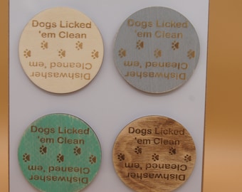 Dishwasher magnet, Dogs cleaned them, Dogs Licked them, Clean dirty magnet, Kitchen decor, dog lover