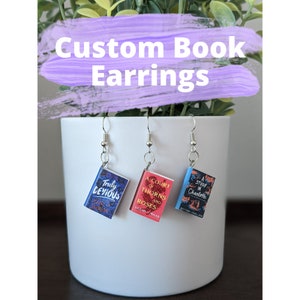 Custom Miniature Book Earrings | Novels, Book Series, Comic Books, Graphic Novels, Broadway Playbills, Magazines, etc.