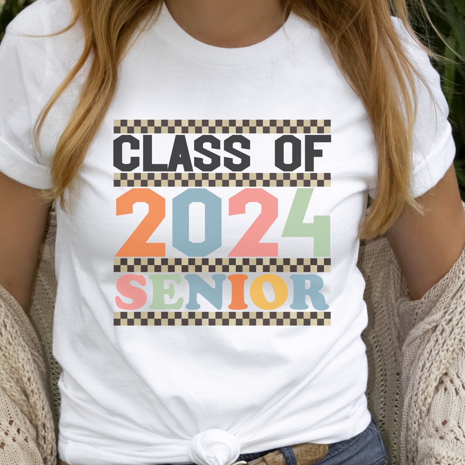 Senior Shirt 2024, Class of 2024, Back to School, Checkerboard Shirt