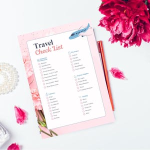 Printable Travel Holiday Checklist Template | Vacation Packing List & Trip Planner | Travel Essentials Organizer | Instant Download