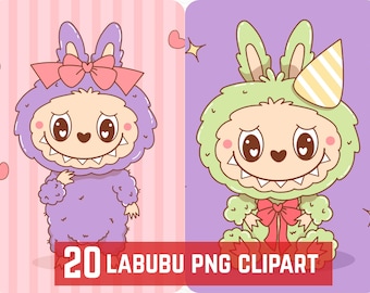 Labubu Digital Art Bundle: 20 Kawaii Cartoon PNG Files