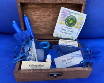Relaxation Gift Box: Calming Essential Oil, Chamomile Lavender Tea