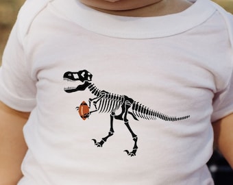 Dino Skeleton Football Organic Cotton Baby Bodysuit