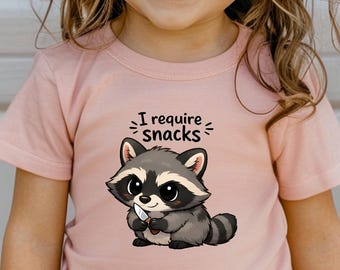 I Require Snacks, Raccoon Snack Lover Toddler, Funny Kawaii Animal Bodysuit, Raccoon Youth Shirt, Snack Lover Gift, Kawaii Raccoon Gift