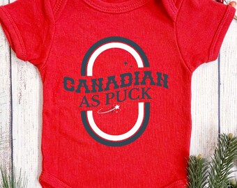 Canadian As Puck Canada Day Youth, Hockey Canada Gift, Canadian Pride Youth, July 1st Bodysuit, Patriotic Hockey, Canada Celebration