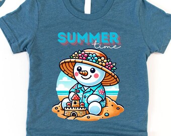 Summer Time Youth, Beach Snowman, Summer Snowman, Sandcastle Snowman, Tropical Summer, Summer Vacation, Sandcastle Bodysuit, Beach Day