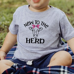 New To The Herd Baby Cow Shirt, Baby Gift Shirt, Girl&#39;s Personalized Farm Bodysuit, Cute Country Baby Onesie®, Pregnancy Reveal Baby Gift