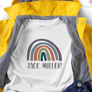Earth Colored Name Gift Toddler Shirt, Personalized Name Rainbow Boy Onesie®, Cute Baby Shower Gift, Modern Rainbow Gift Baby Bodysuit