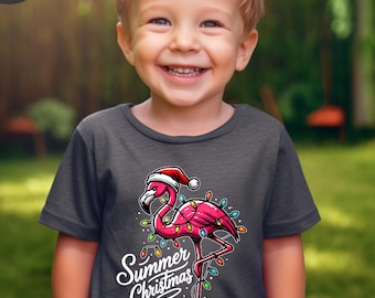 Summer Christmas Vacation Bodysuit, Flamingo Christmas, Pink Flamingo Tee, Tropical Christmas, Summer Holiday, Flamingo Santa Santa Toddler