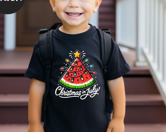 Watermelon Christmas Tree Youth Shirt, Christmas In July, Summer Christmas, Tropical Xmas, Watermelon Tree, Xmas Lights Tree, Summer Holiday