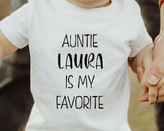 Body personalizado para bebé con la frase "Mi tía es mi favorita".
