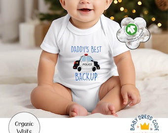 Police Car Baby Bodysuit, Daddy's Backup, Infant Clothes