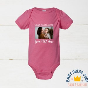 Body de bebé con foto personalizada, Body de bebé con su foto aquí, Regalo de cumpleaños personalizado, Body de bebé con texto personalizado, Regalo personalizado del Día de la Madre imagen 5