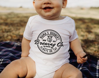 Always On Tap Baby Bodysuit, Funny Mama's Boobery Brewing Co.