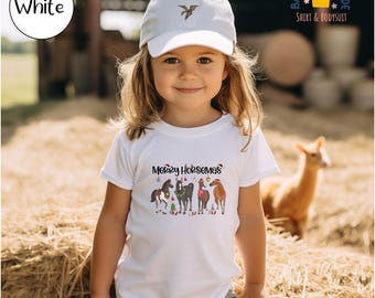 Merry Horsemas Kinder Weihnachtspferde Shirt, Body