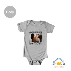 Body de bebé con foto personalizada, Body de bebé con su foto aquí, Regalo de cumpleaños personalizado, Body de bebé con texto personalizado, Regalo personalizado del Día de la Madre imagen 6