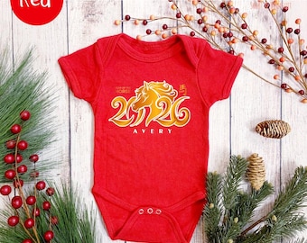 Year of the Horse Baby Bodysuit, 2026 Chinese New Year Gift