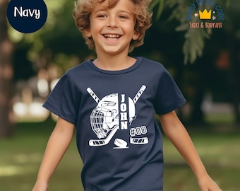 Custom Hockey Kids Tee: Personalized Name & Number Shirt