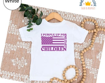 Camisa de bandera estadounidense para niños, Purple Up Military Child Onesies®, camiseta para niños del mes del niño militar, body de concientización para niños militares