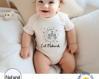 Body personalizzato per neonati con la scritta Eid Mubarak: tutina per il Ramadan