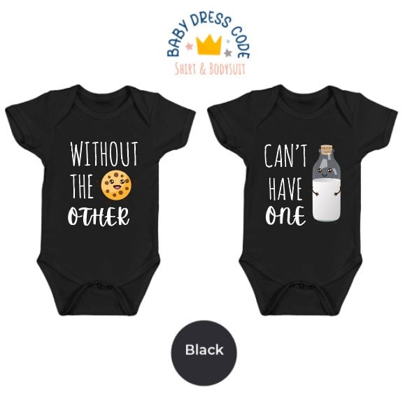 Body pour jumeaux jumelles indispensables l un sans l autre body jumeau rigolote au lait et aux biscuits cadeau pour bebe jumeau body assorti pour jumeau Etsy France