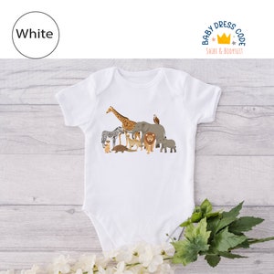 Safari Animal Bodysuit: African Wildlife Baby Shirt