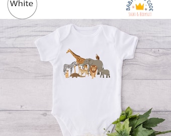 Safari Animal Bodysuit: African Wildlife Baby Shirt