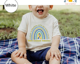 Camiseta de Conscientização da Síndrome de Down: Camiseta Infantil Arco-Íris