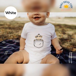 Monkey Pocket Organic Cotton Baby Bodysuit or Toddler Shirt